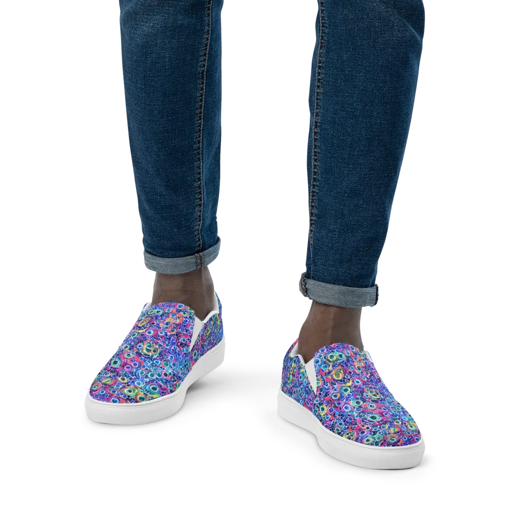 Liquid Confetti on Men's Slip-On Canvas Shoes — Front