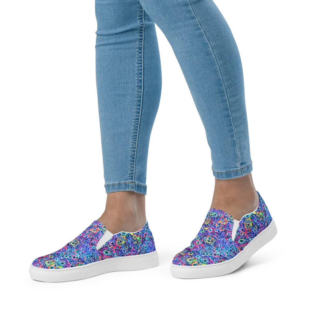 Liquid Confetti on Women's Slip-On Canvas Shoes — Front