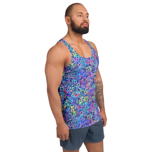 Liquid Confetti on a Men's Tank Top