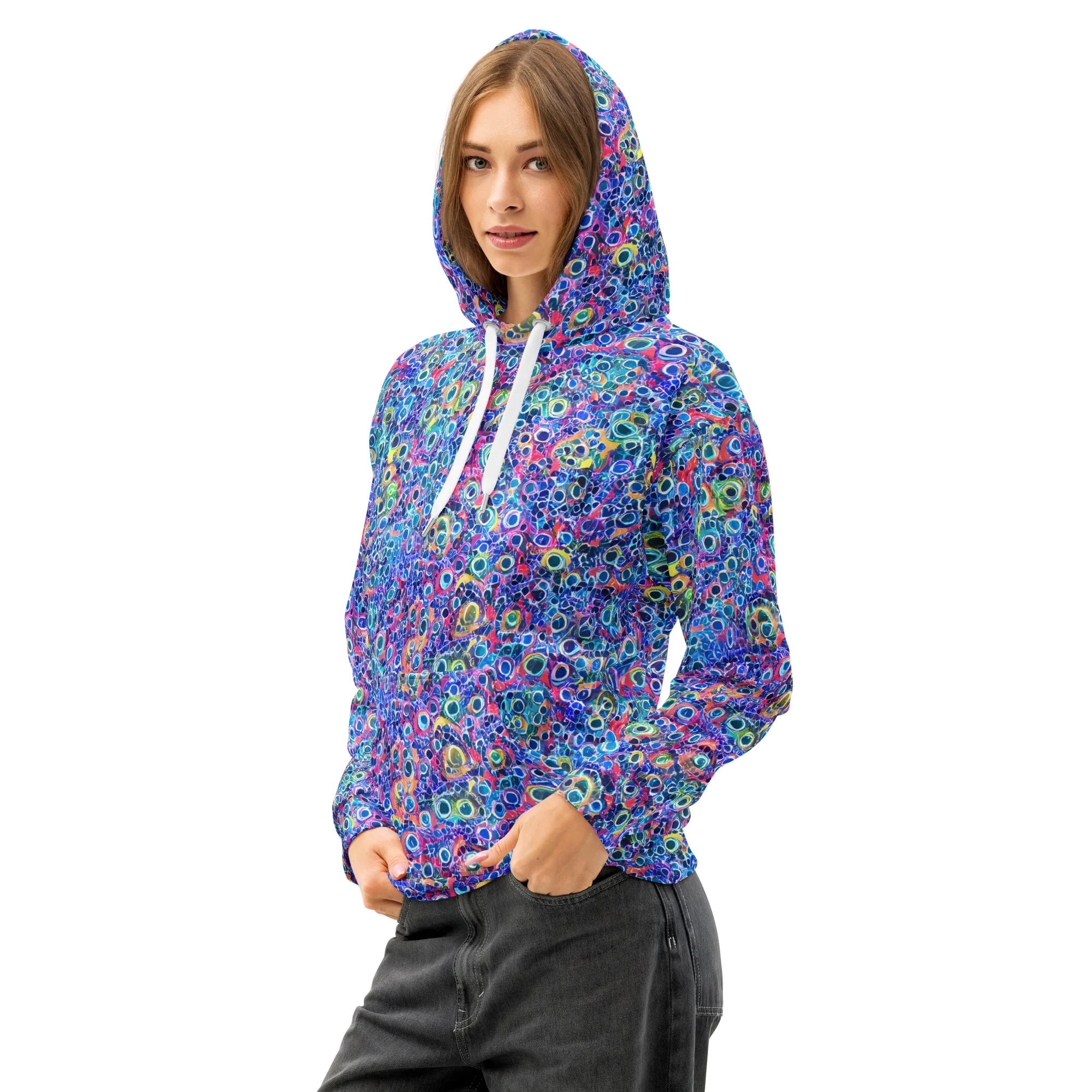 Liquid Confetti on Cotton Hoodie — Left Front