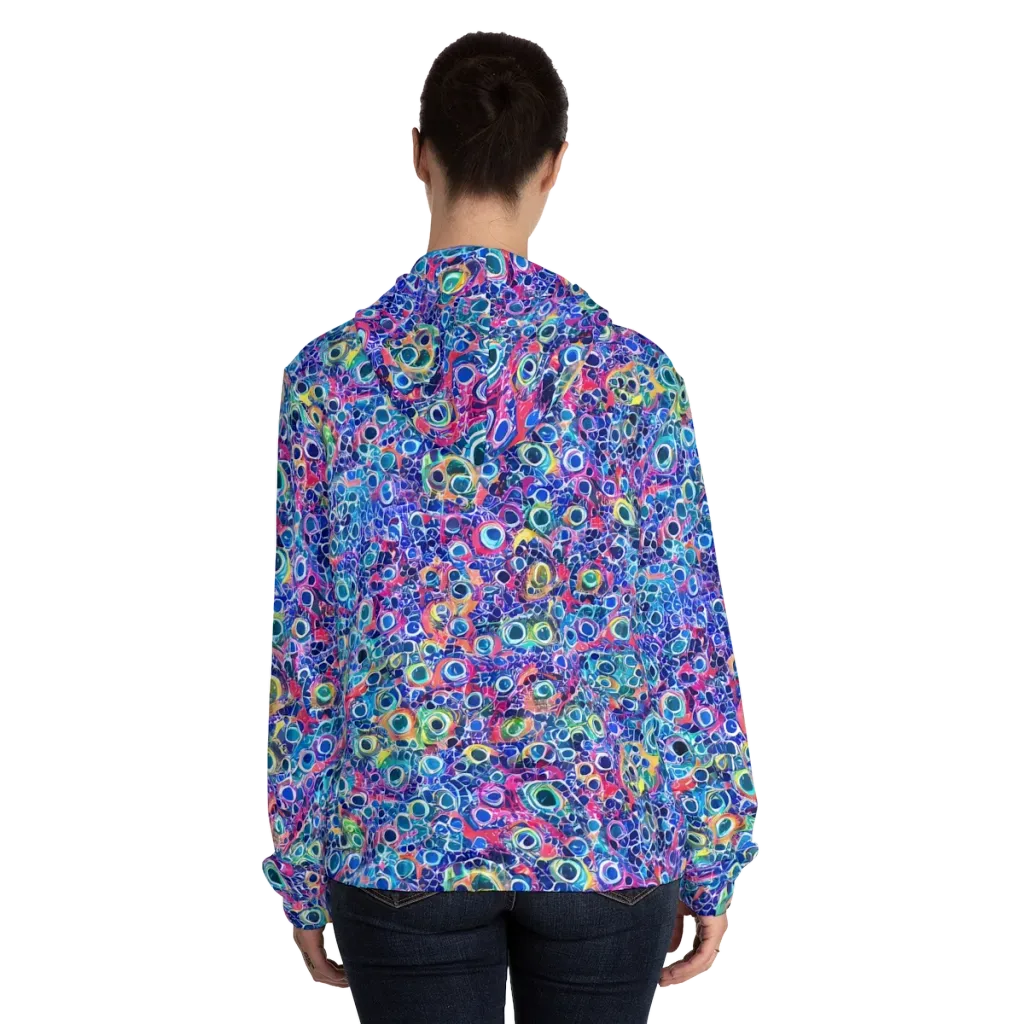 Liquid Confetti on Women's Full-Zip Hoodie — Back On Person