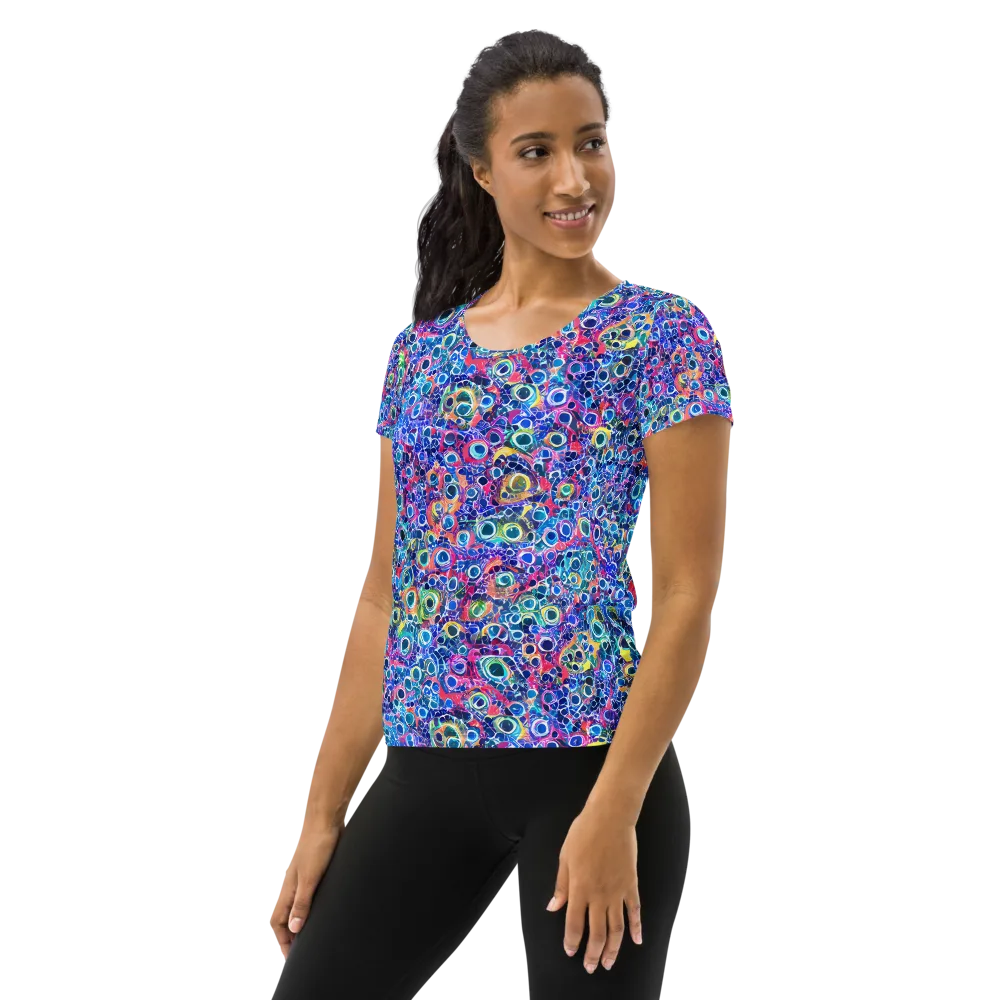 Liquid Confetti on Women's Athletic T-Shirt — Left