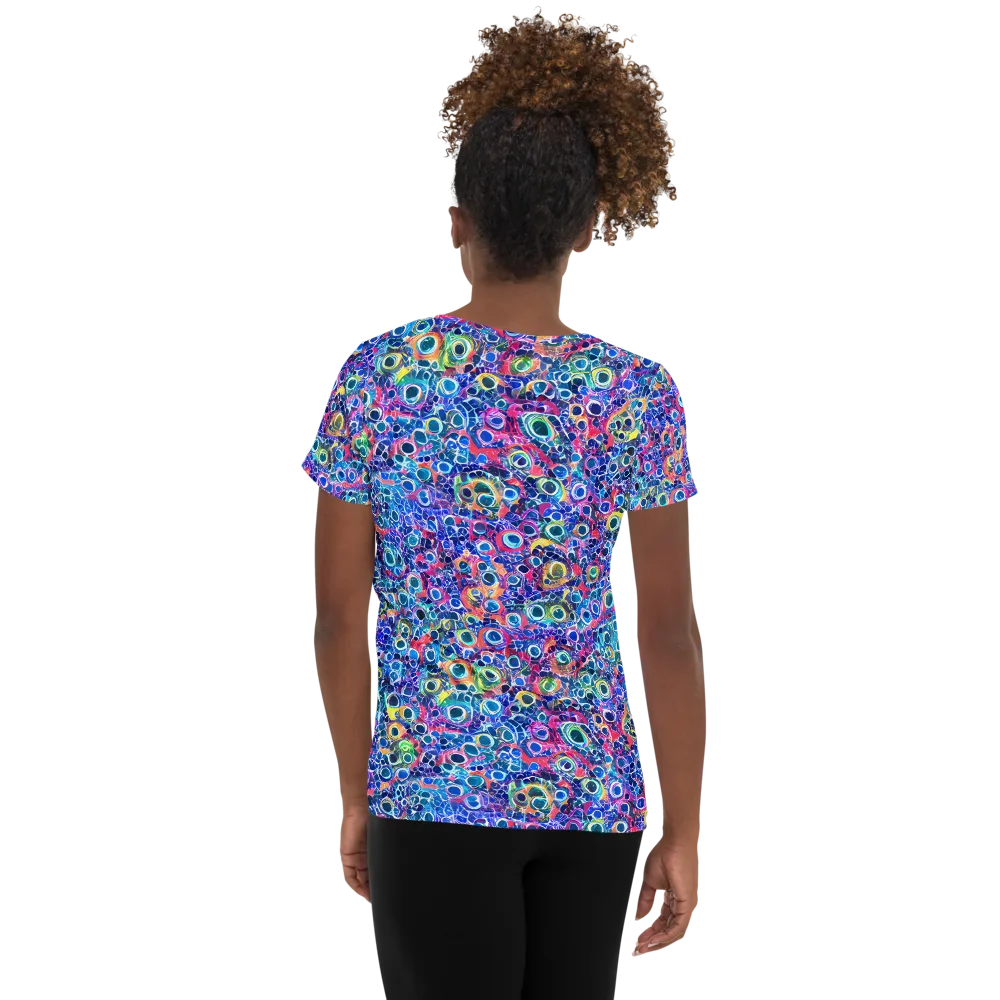 Liquid Confetti on Women's Athletic T-Shirt — Back