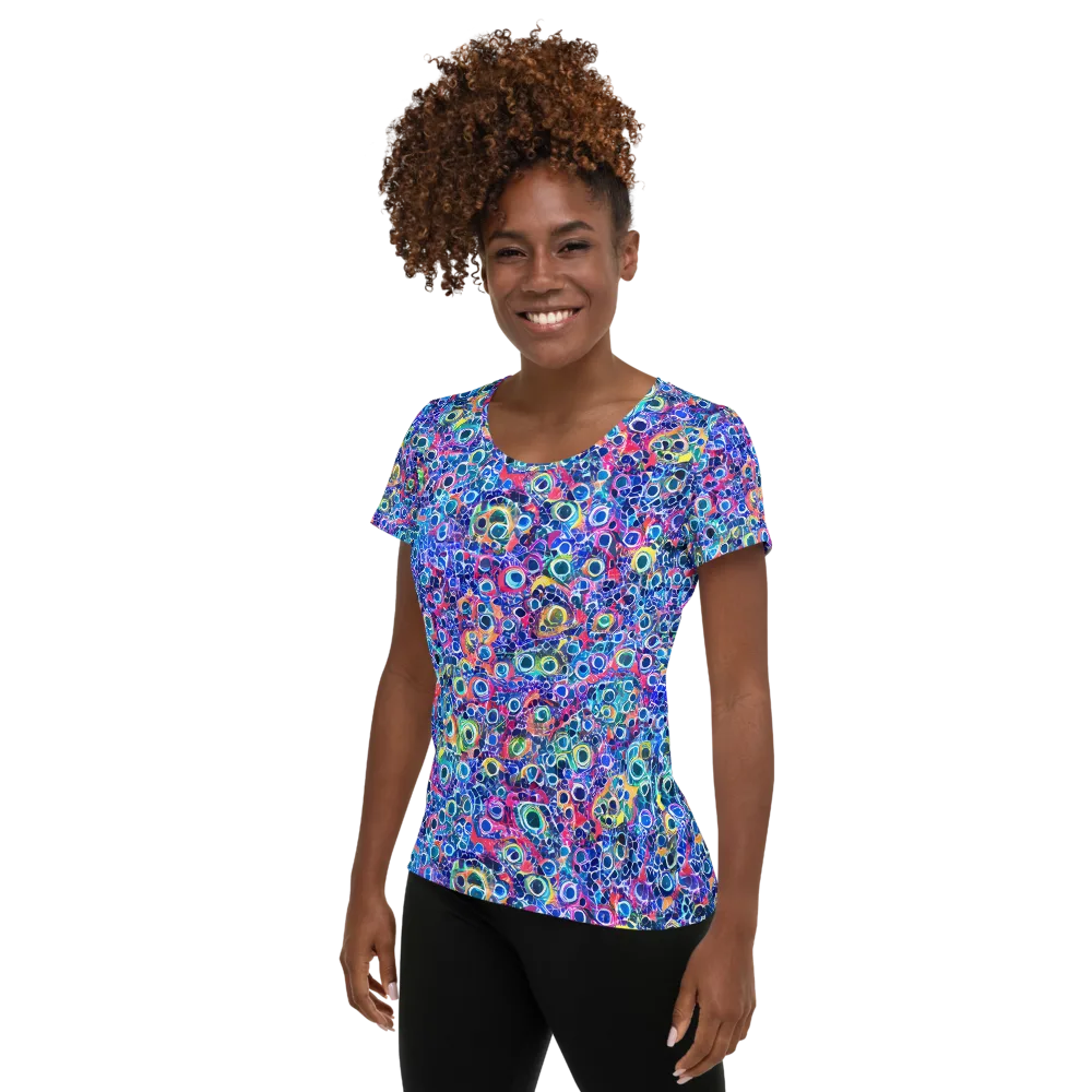 Liquid Confetti on Women's Athletic T-Shirt — Left