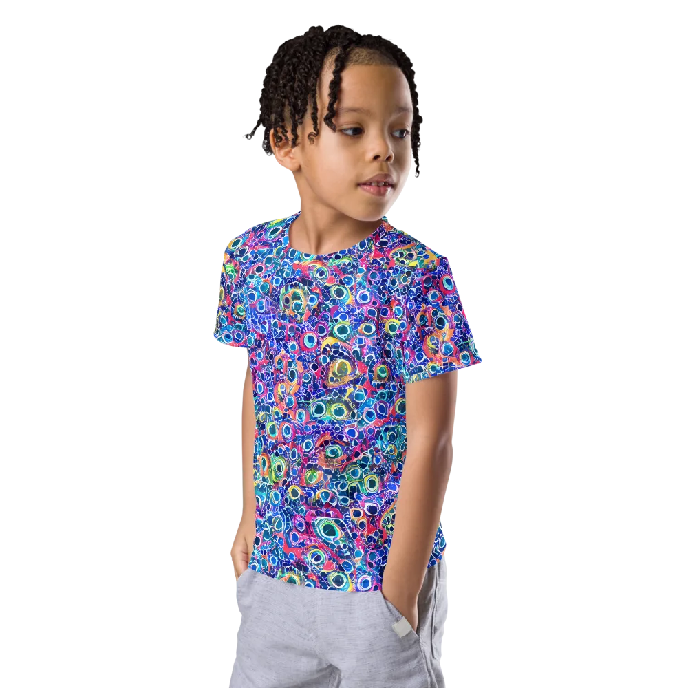 Liquid Confetti on Kids Crew Neck T-Shirt — Left Front