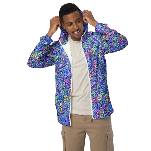 Liquid Confetti on a Men's Windbreaker