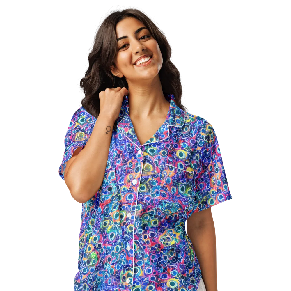 Liquid Confetti on Women's Short Sleeve Pajama Top — Front