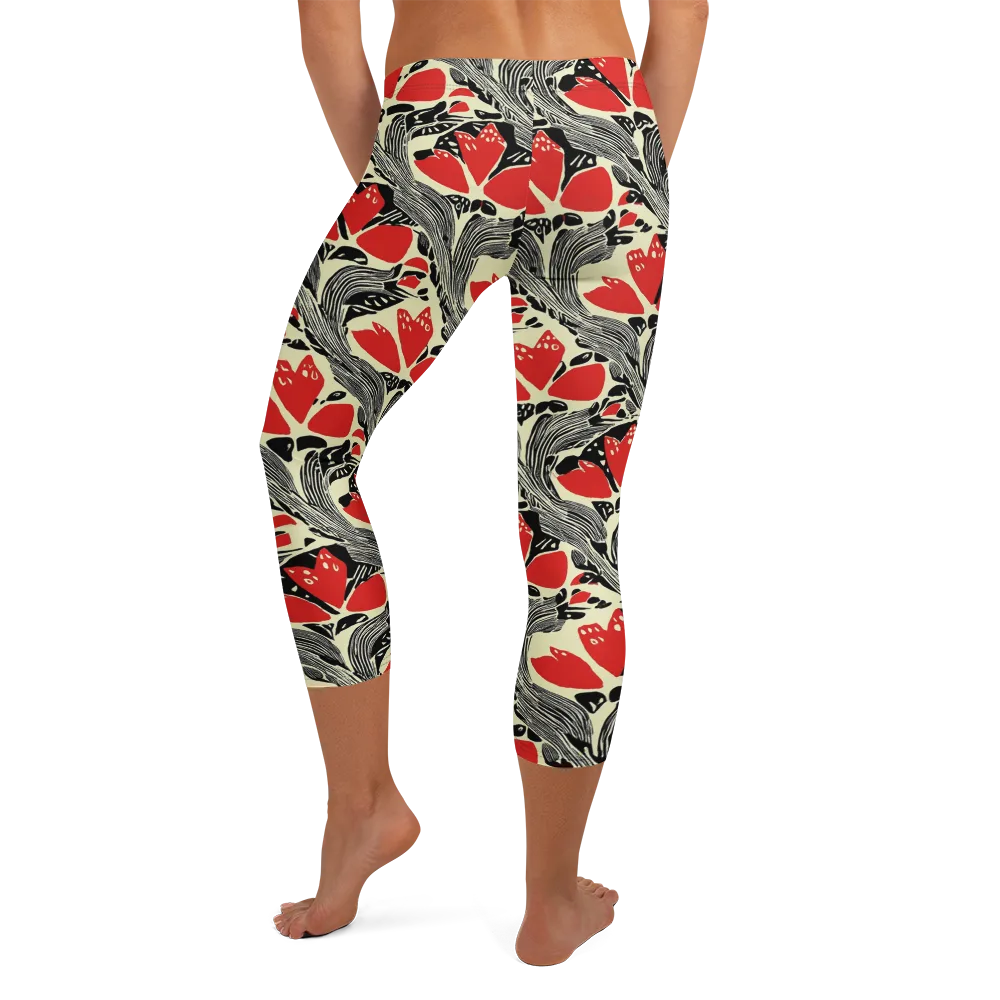 Scarlet Filigree on Capri Leggings — Back