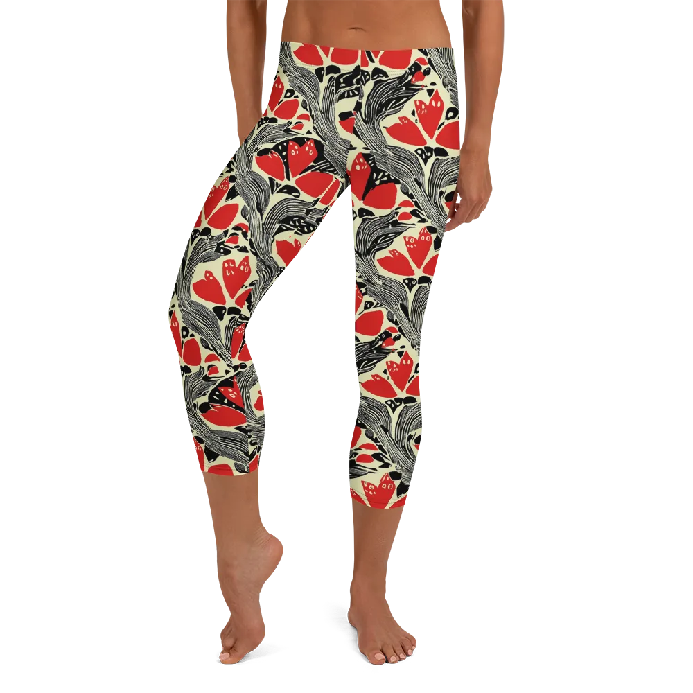 Scarlet Filigree on Capri Leggings — Front