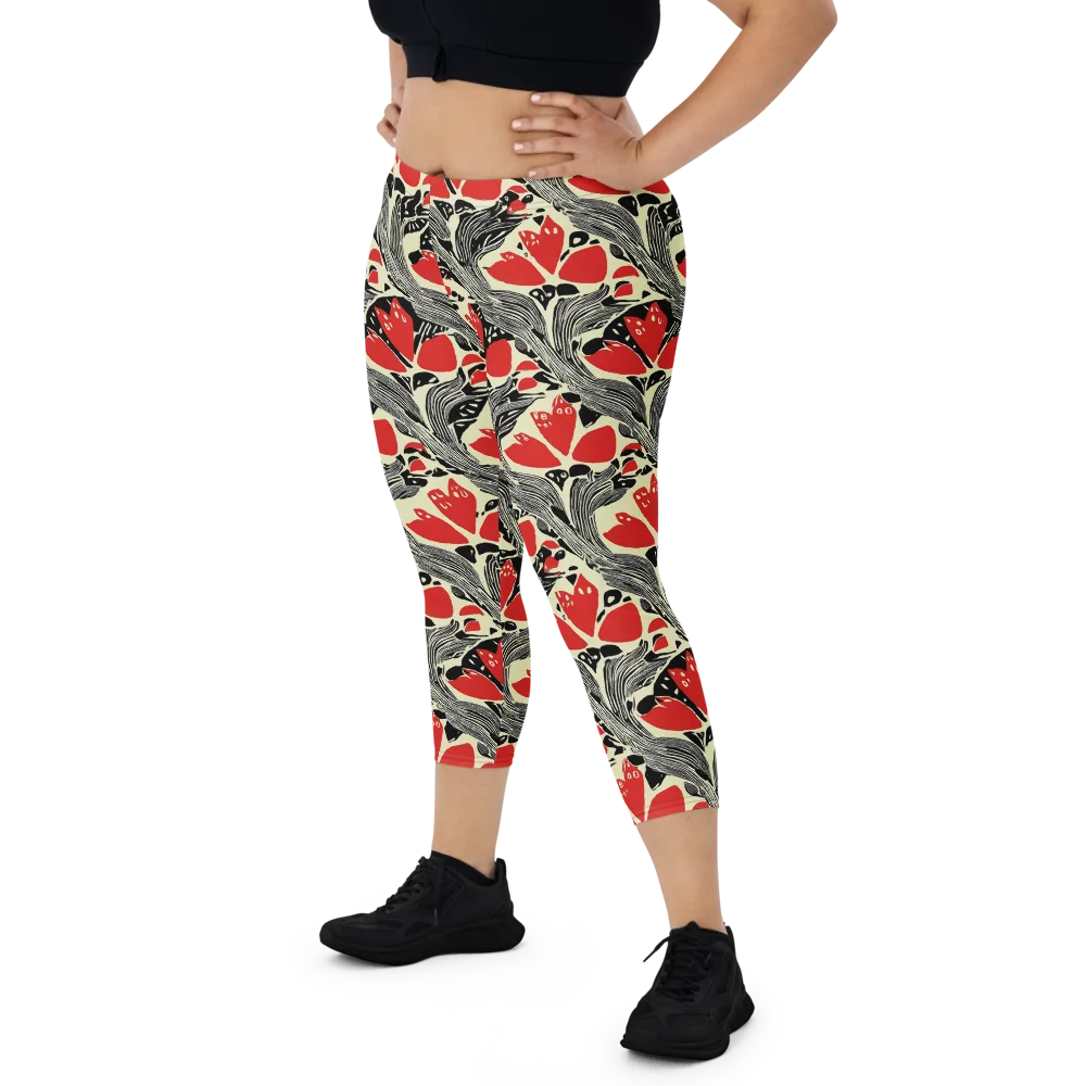 Scarlet Filigree on Capri Leggings — Front
