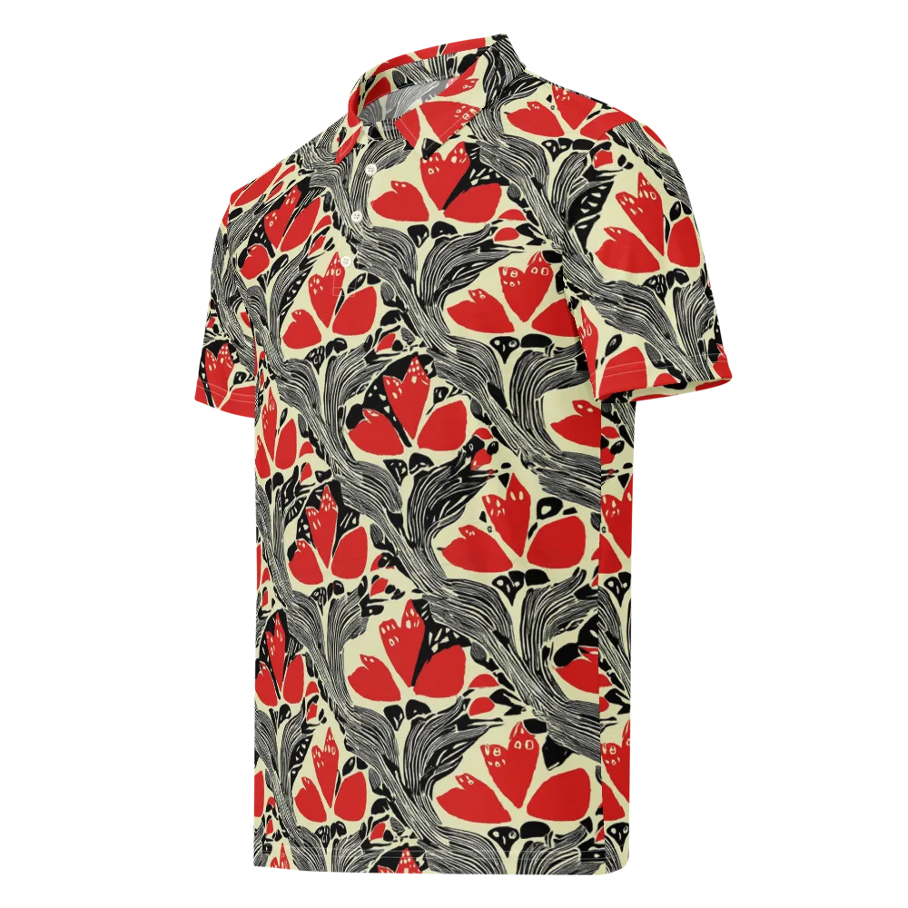 Scarlet Filigree on Men's Slim Fit Polo Shirt — Left Front