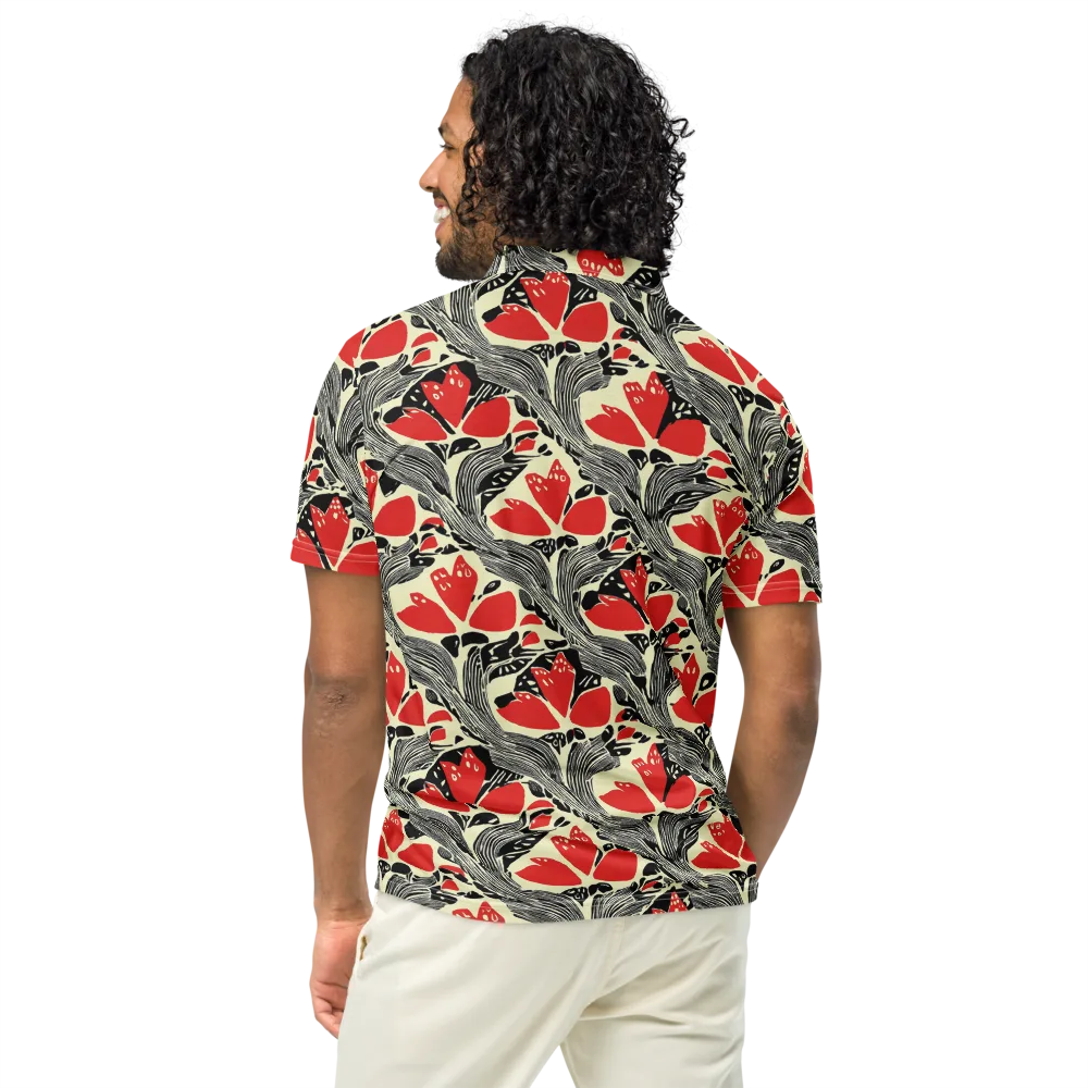 Scarlet Filigree on Men's Slim Fit Polo Shirt — Back