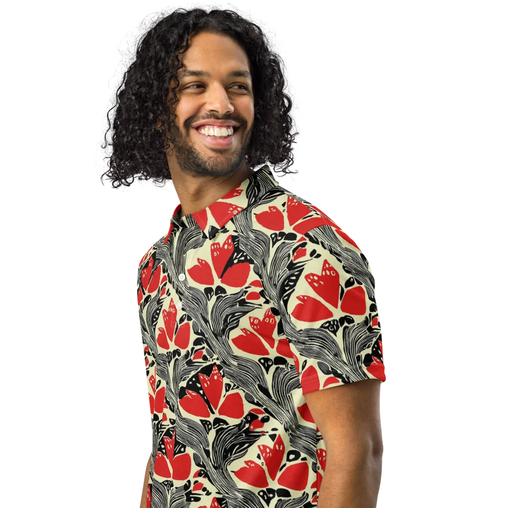 Scarlet Filigree on Men's Slim Fit Polo Shirt — Left Front