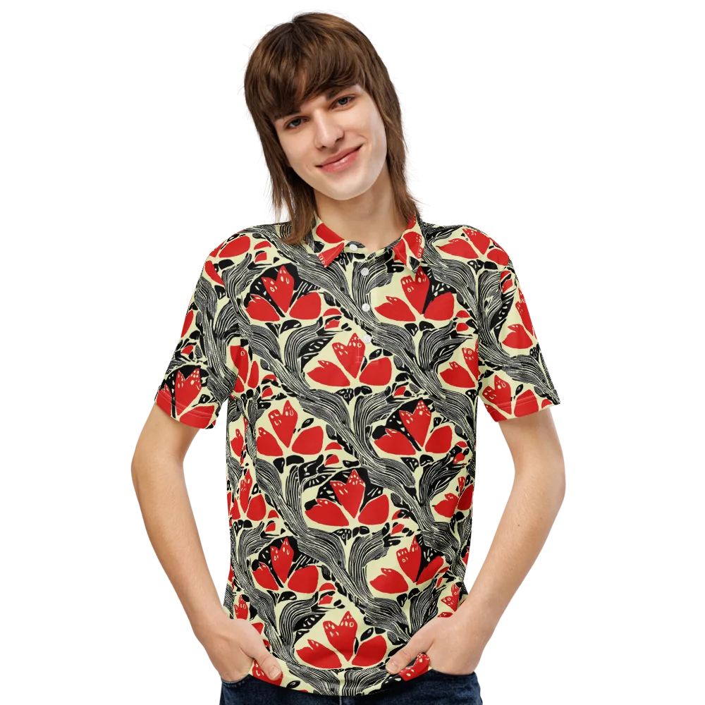 Scarlet Filigree on Men's Slim Fit Polo Shirt — Front