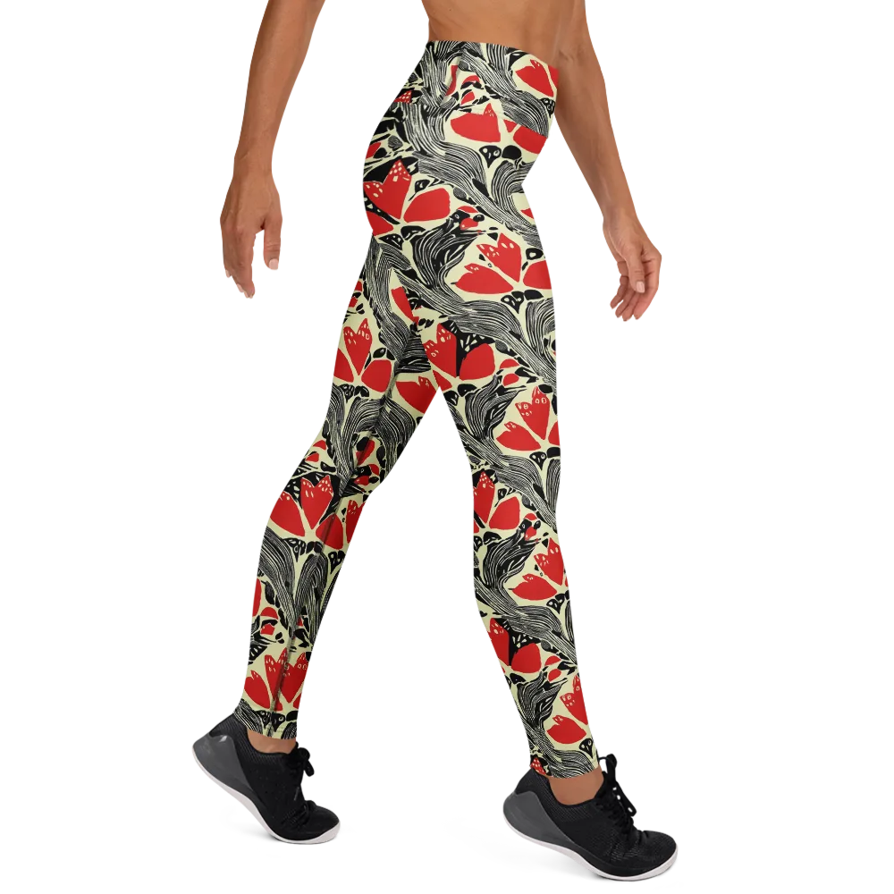 Scarlet Filigree on Yoga Leggings — Right