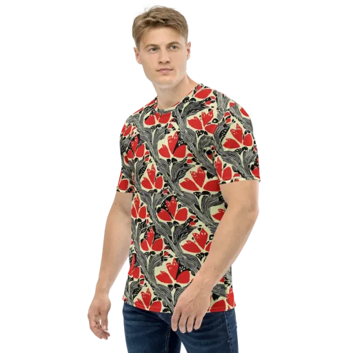 Scarlet Filigree on a Men's Crew Neck T-Shirt