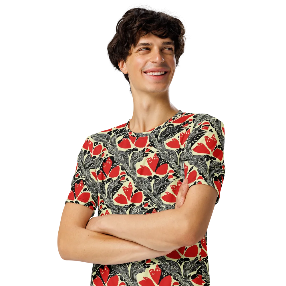 Scarlet Filigree on Men's Crew Neck T-Shirt — Left Front