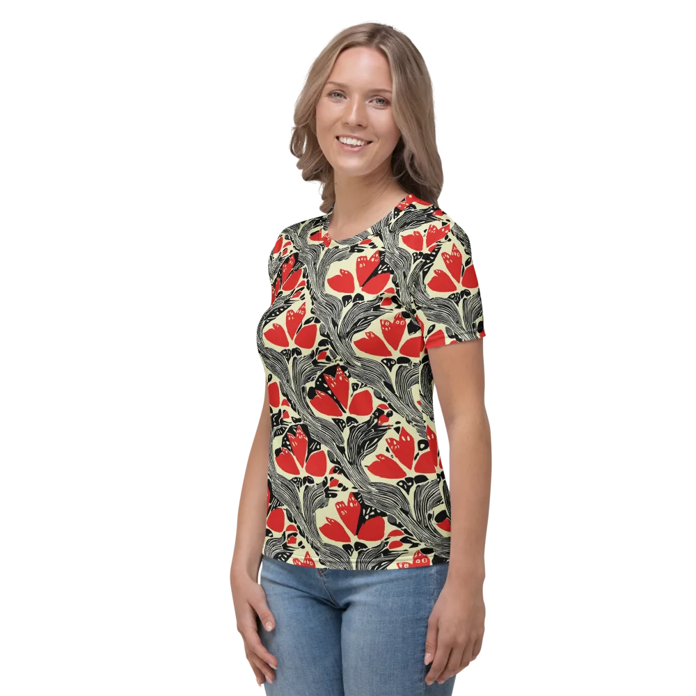 Scarlet Filigree on Women's Crew Neck T-Shirt — Left