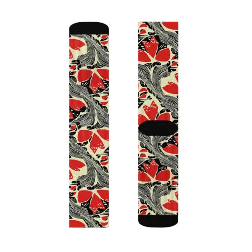 Scarlet Filigree on a Socks