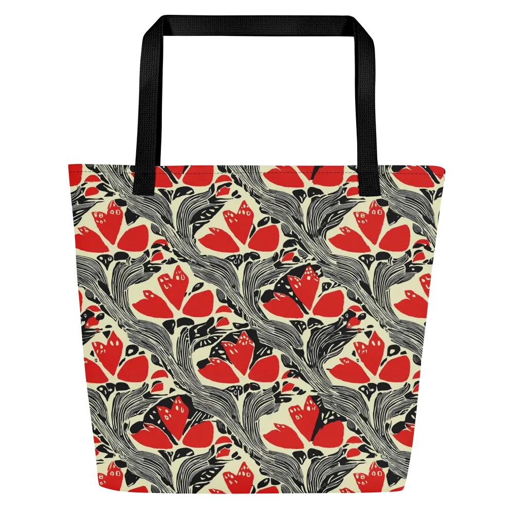 Scarlet Filigree on Large Tote Bag W/ Pocket — Front