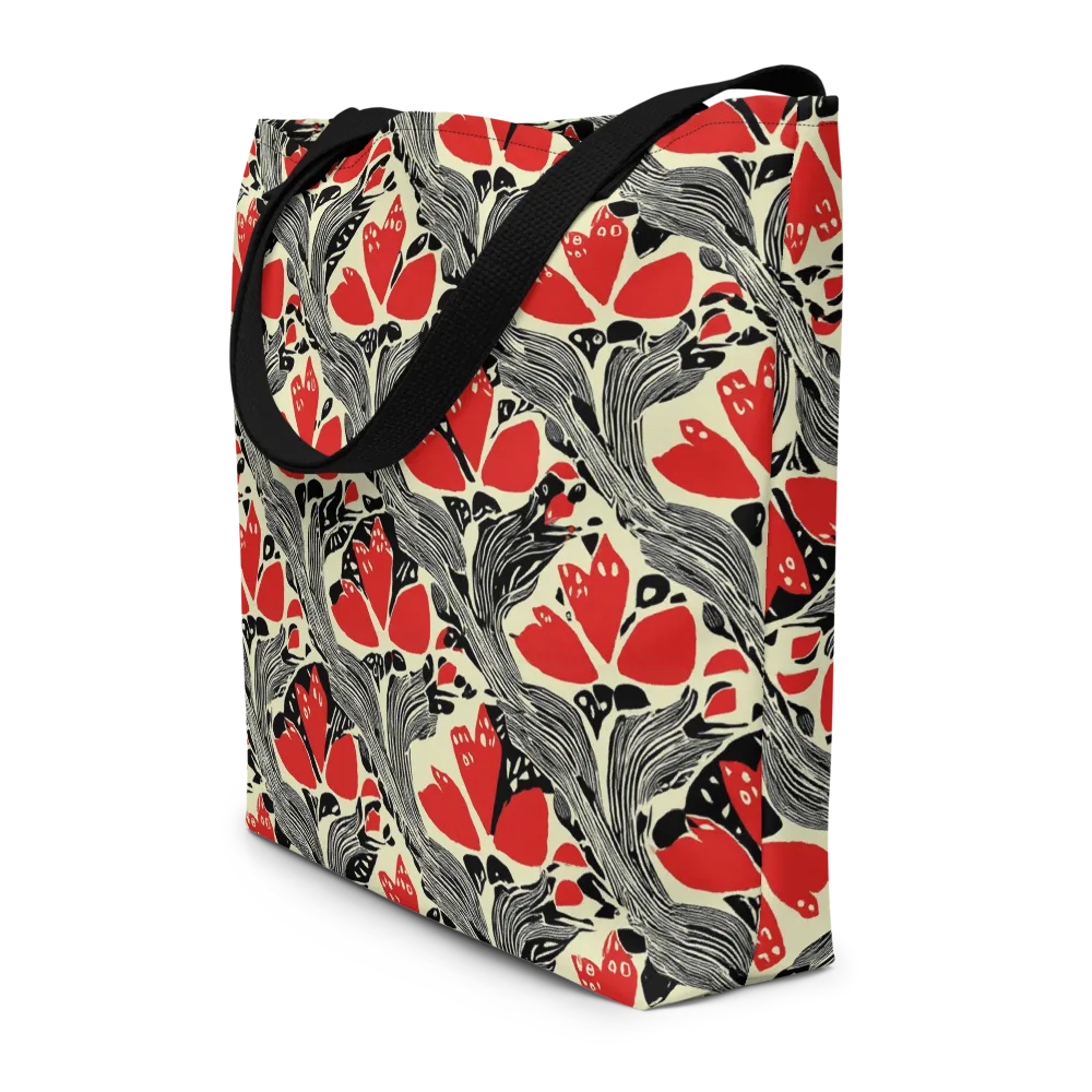 Scarlet Filigree on Large Tote Bag W/ Pocket — Front