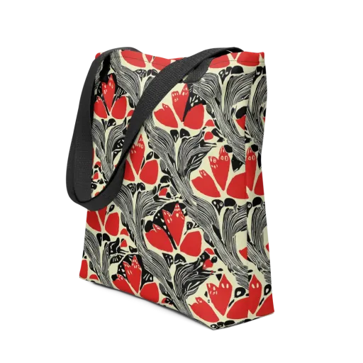 Scarlet Filigree on a Tote Bag