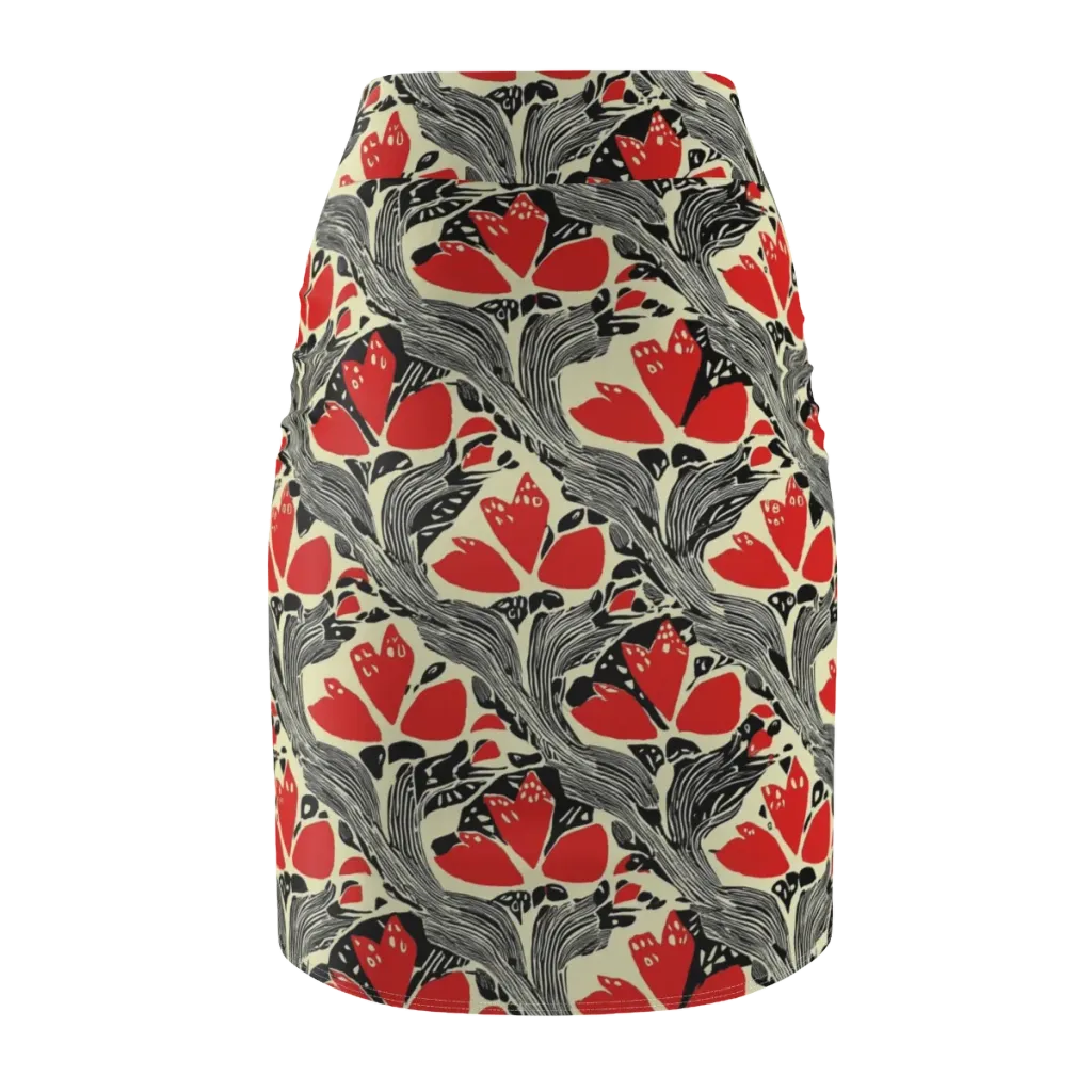 Scarlet Filigree on Pencil Skirt — Back