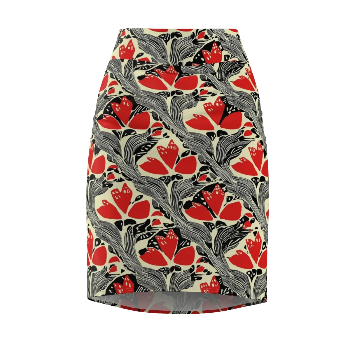Scarlet Filigree on Pencil Skirt — Front