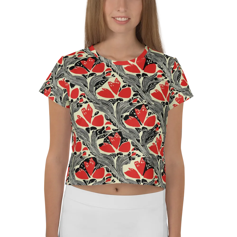 Scarlet Filigree on Crop Tee — Front