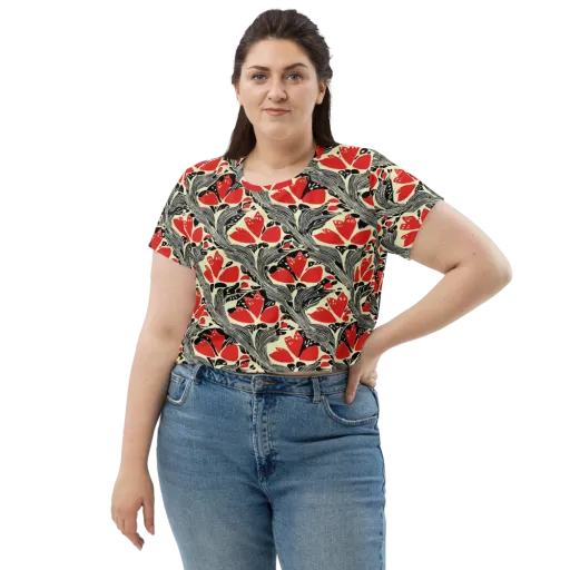 Scarlet Filigree on a Crop Tee