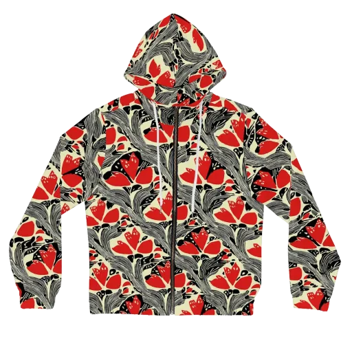 Scarlet Filigree on a Women's Full-Zip Hoodie