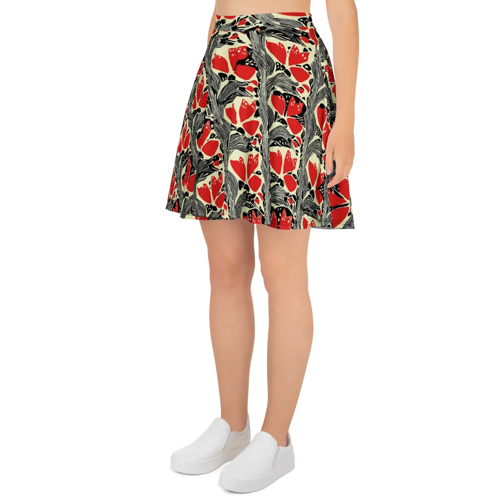 Scarlet Filigree on Skater Skirt — Left