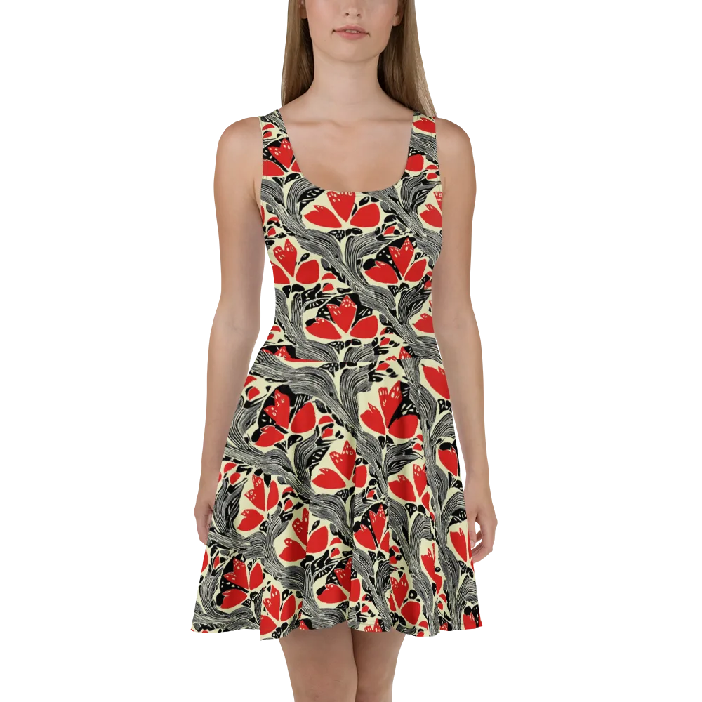 Scarlet Filigree on Skater Dress — Front