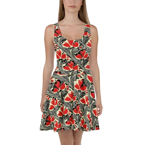 Scarlet Filigree on a Skater Dress