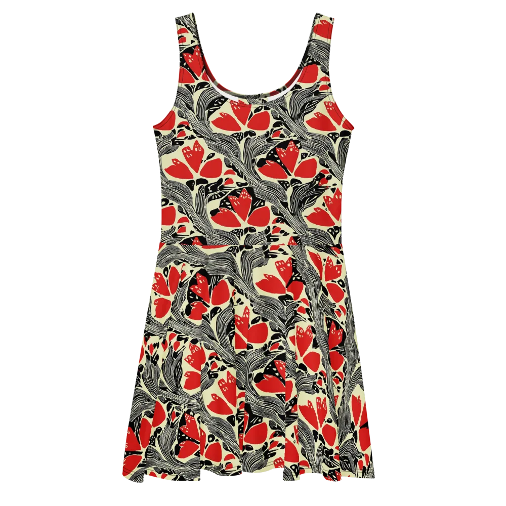 Scarlet Filigree on Skater Dress — Front