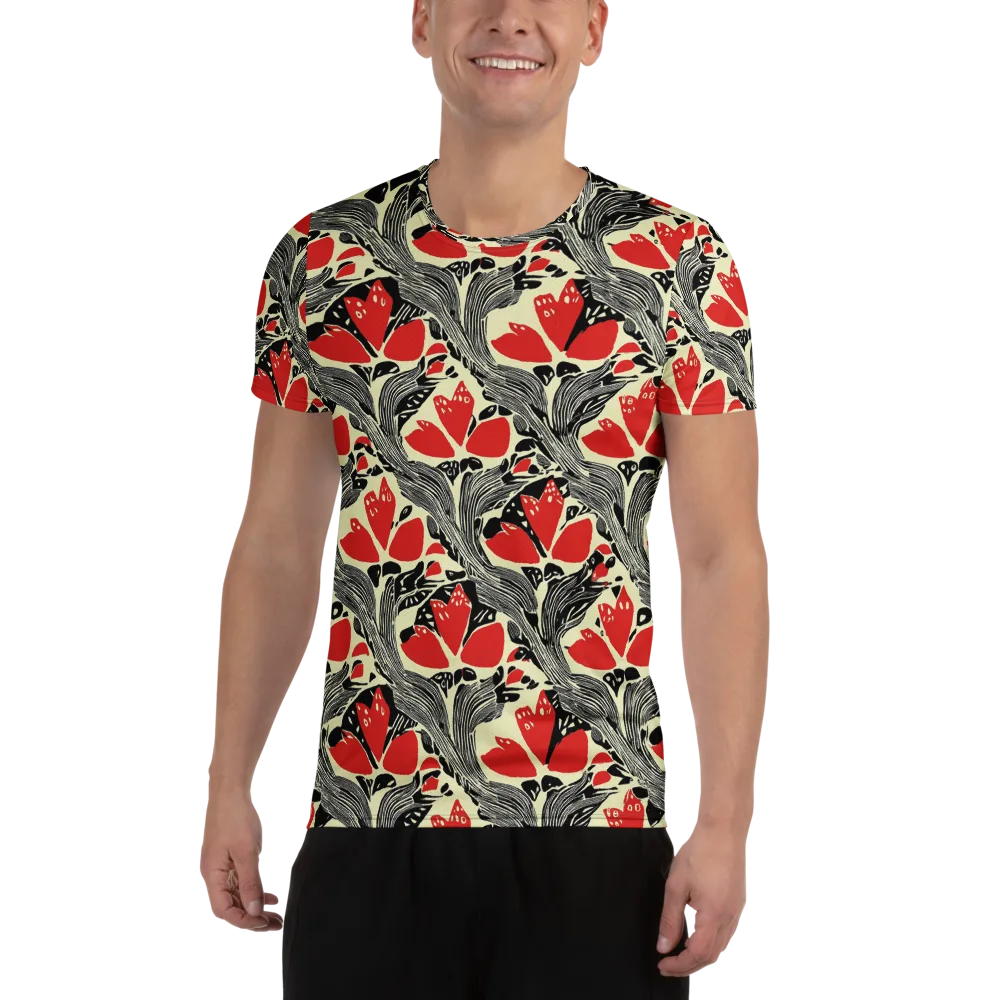 Scarlet Filigree on Men's Athletic T-Shirt — Front