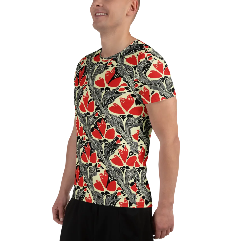 Scarlet Filigree on Men's Athletic T-Shirt — Left