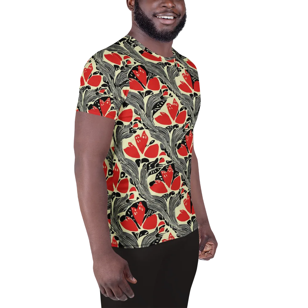 Scarlet Filigree on Men's Athletic T-Shirt — Right