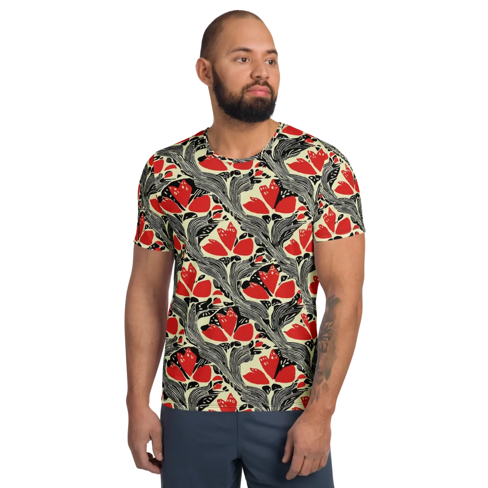 Scarlet Filigree on Men's Athletic T-Shirt — Front