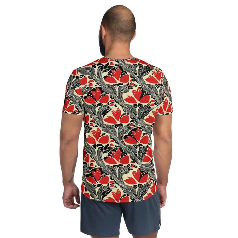 Scarlet Filigree on Men's Athletic T-Shirt — Back