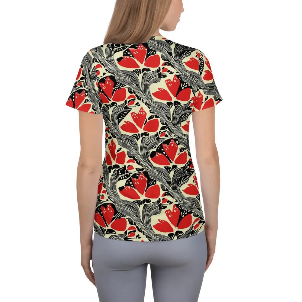 Scarlet Filigree on Women's Athletic T-Shirt — Back