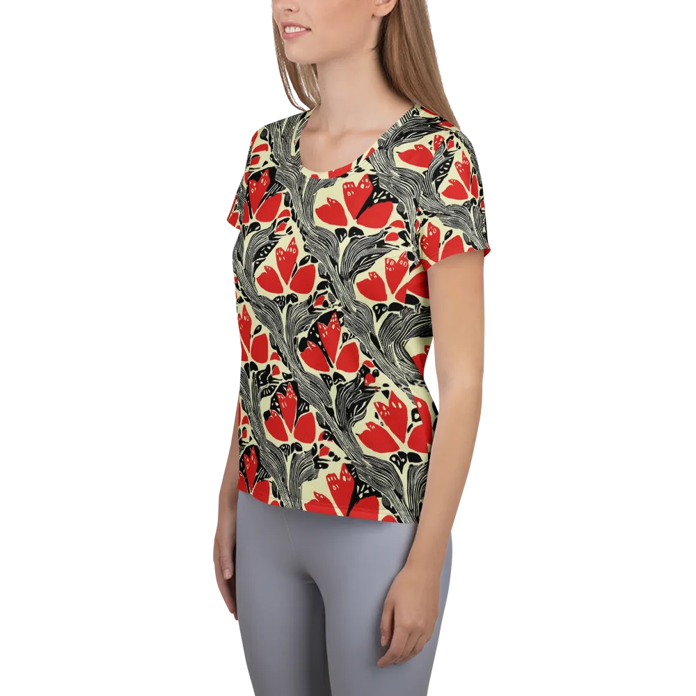 Scarlet Filigree on Women's Athletic T-Shirt — Left