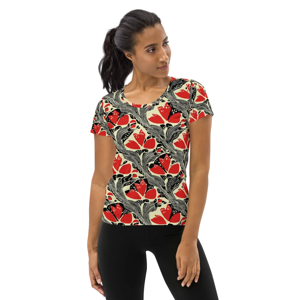 Scarlet Filigree on Women's Athletic T-Shirt — Front