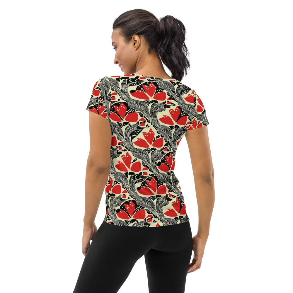Scarlet Filigree on Women's Athletic T-Shirt — Back
