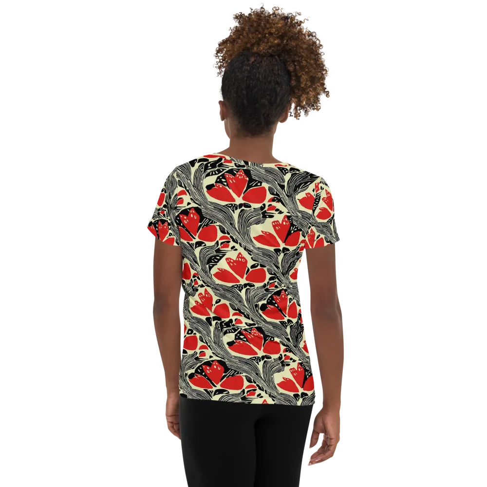 Scarlet Filigree on Women's Athletic T-Shirt — Back