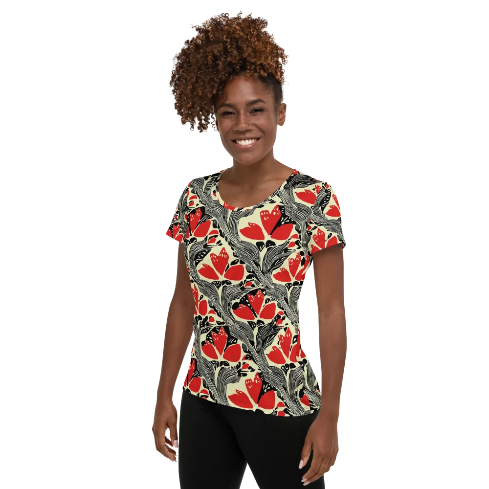 Scarlet Filigree on Women's Athletic T-Shirt — Left
