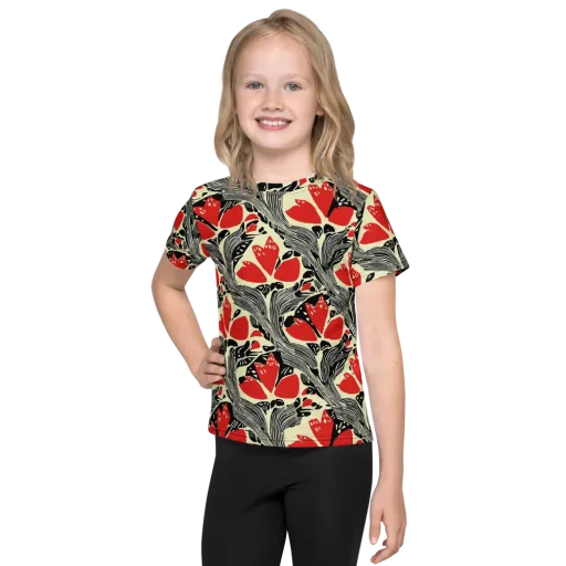 Scarlet Filigree on a Kids Crew Neck T-Shirt