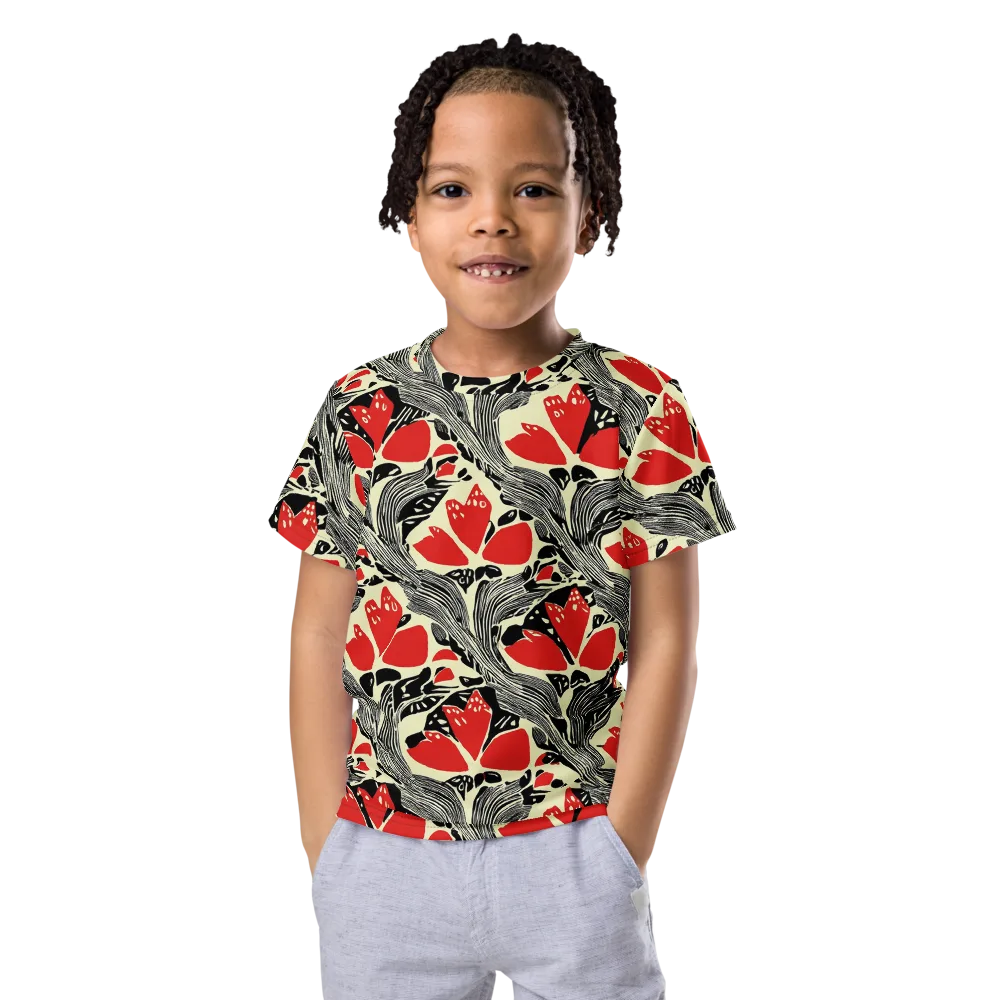 Scarlet Filigree on Kids Crew Neck T-Shirt — Front