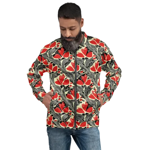 Scarlet Filigree on a Bomber Jacket
