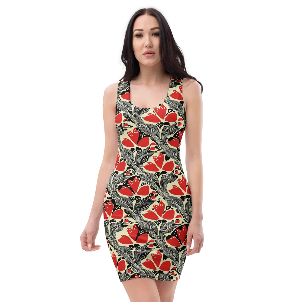Scarlet Filigree on Bodycon Dress — Front